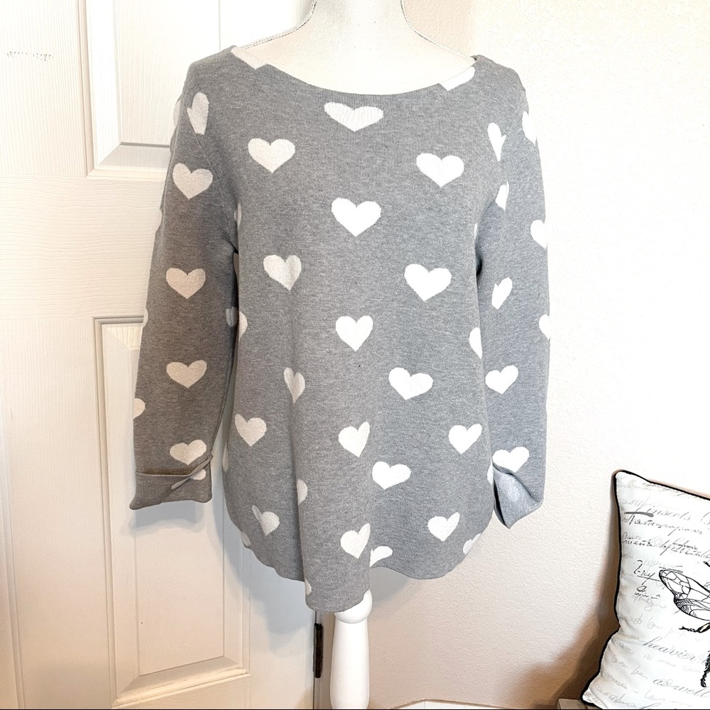 Cynthia Rowley Grey & White Heart Sweater medium